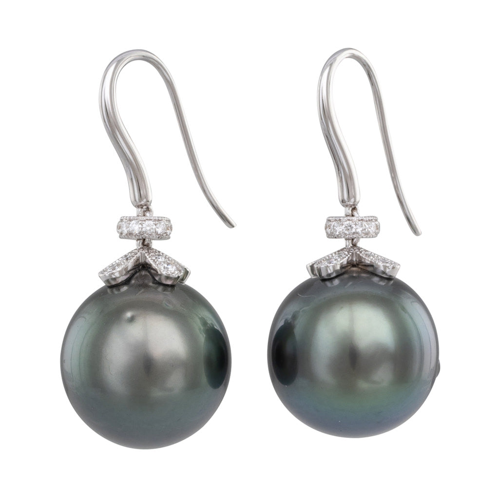Tahitian Pearl & Diamond Hooks