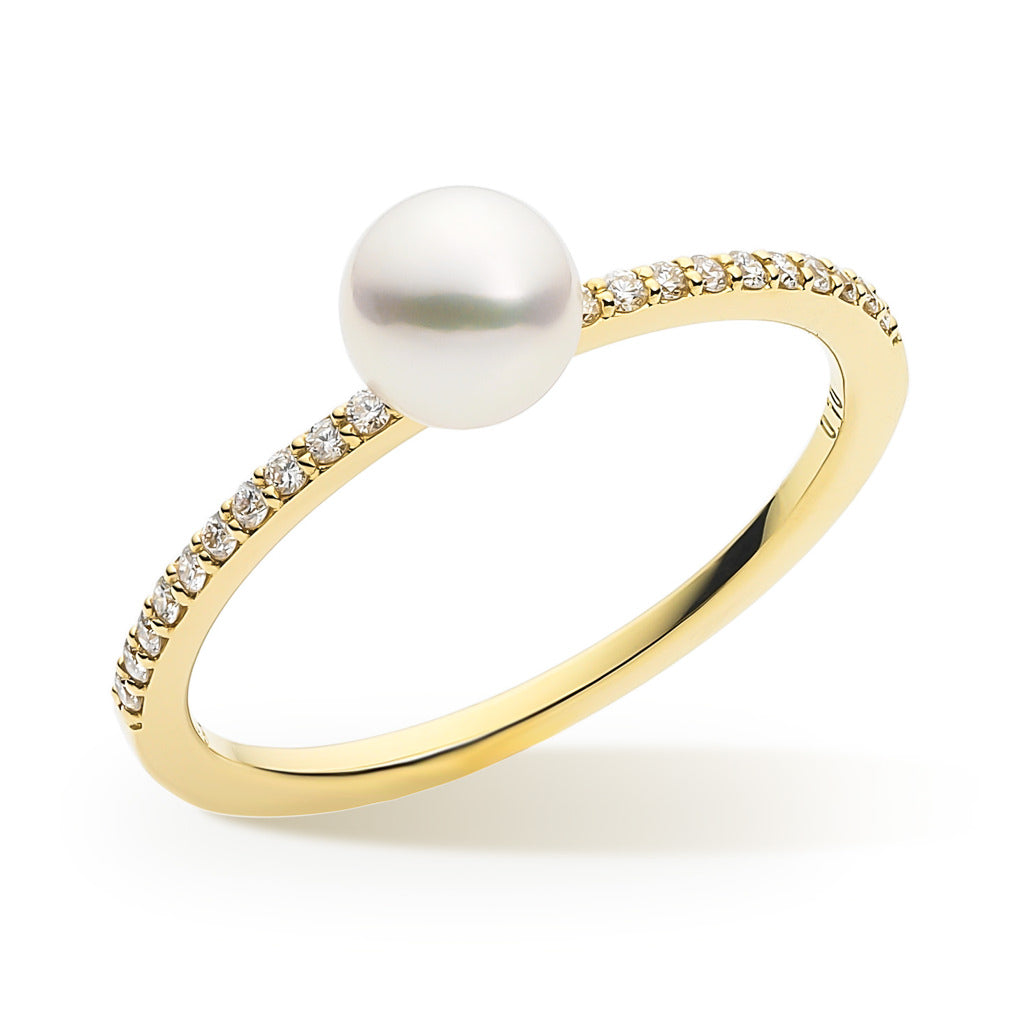 Japanese Akoya Pearl & Diamond Ring