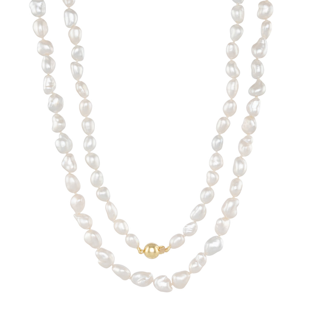 Matinee White Keshi Pearl Strand