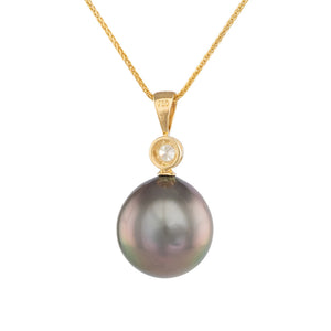 Tahitian Pearl & Diamond Pendant