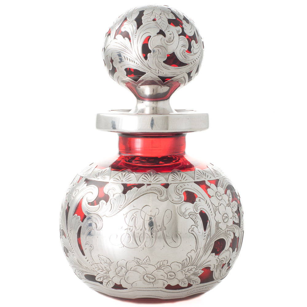 Silver Overlay Perfume Bottle