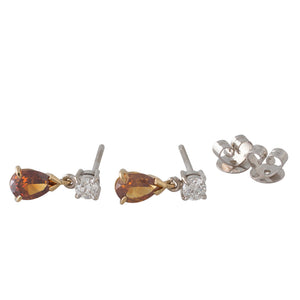 Orange-Brown Diamond Earrings